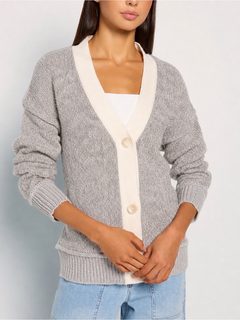 78 & Sunny Gemini cozy grey cardigan, large